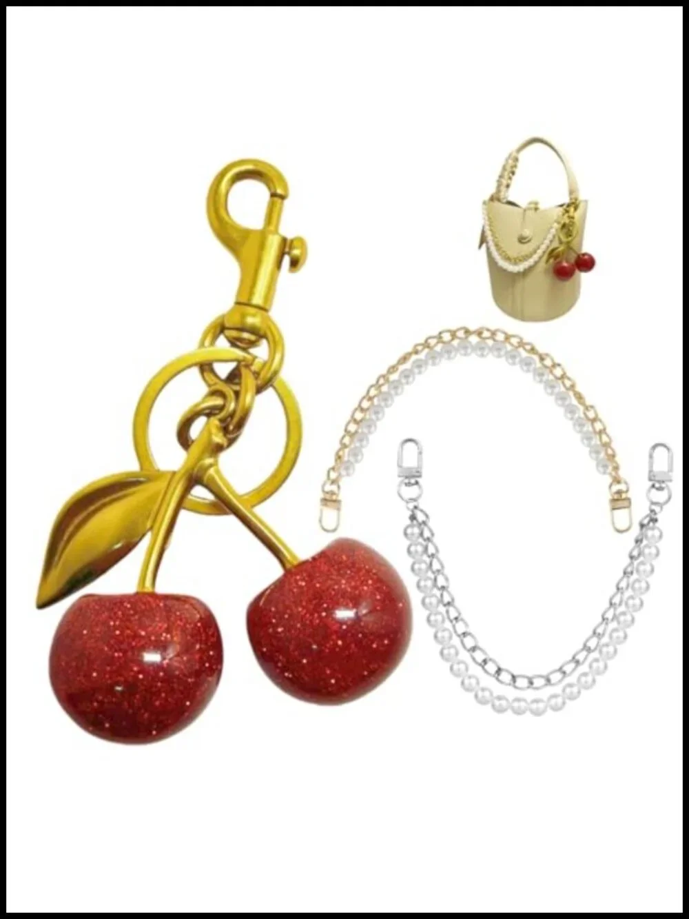 Cherry Keychain Bag Charm Extender Chain for Handbags Purse Accessory Gifts for